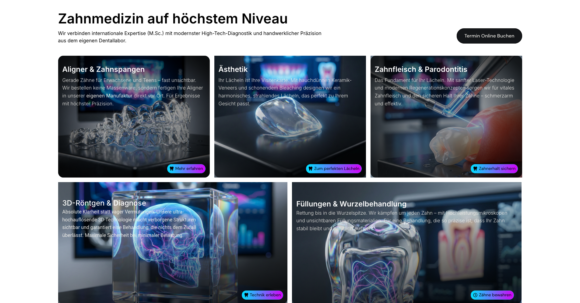Neue Startseite der Zahnmedizin Jakolitsch nach dem Relaunch